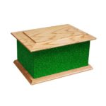 Solid wood glitter ashes casket green