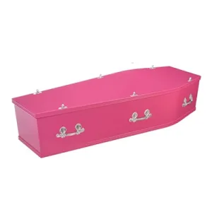 Pink coloured coffin